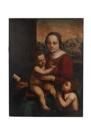 Antique Virgin Child and John the Baptist Painting
