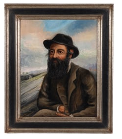 Morris Katz 1932-2010 Rabbi Portrait Oil Painting