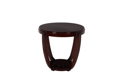 French Art Deco Style Round Wooden Side Table
