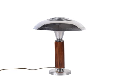 Art Deco Chrome and Rosewood Desk Table Lamp