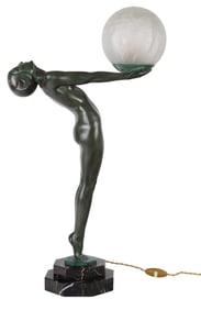 Max Le Verrier 1891-1973 Art Deco Bronze Desk Lamp