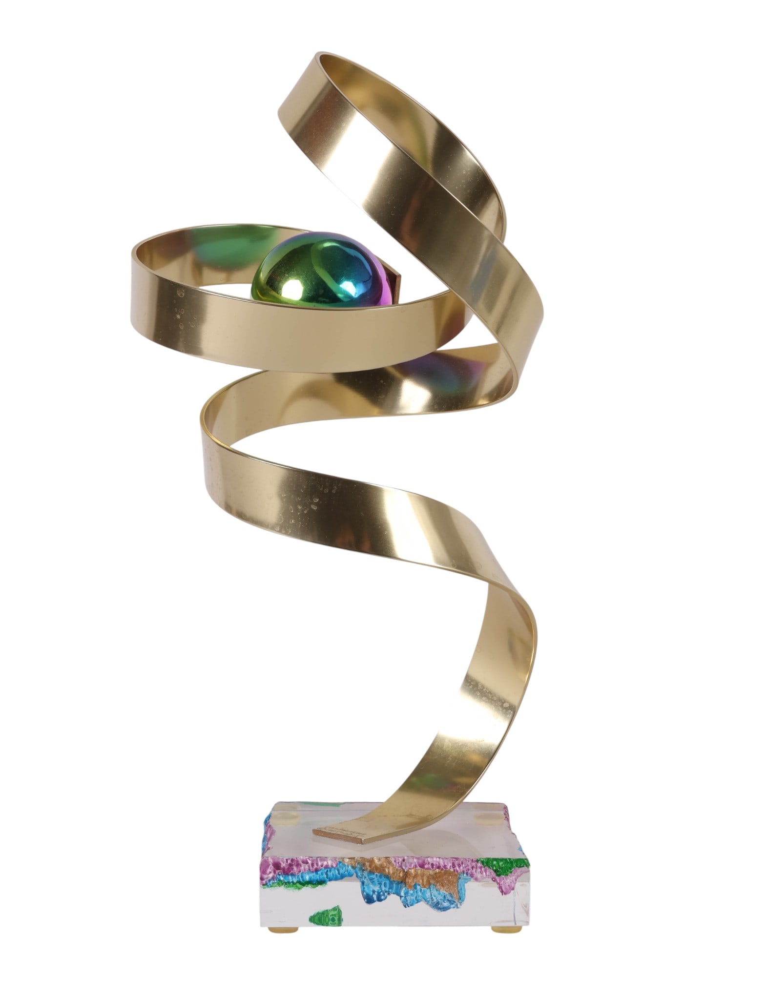 Dan Murphy Brass and Dichroic Glass Orb Sculpture (1 of 8)