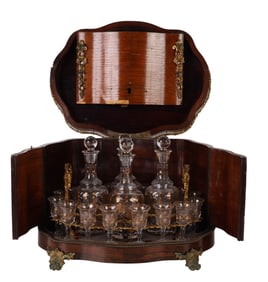 French Napoleon III Antique Tantalus Liquor Caddy