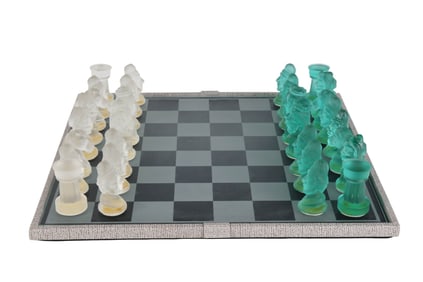 Czechoslovak Bohemian Glass Chess Game Set & Case