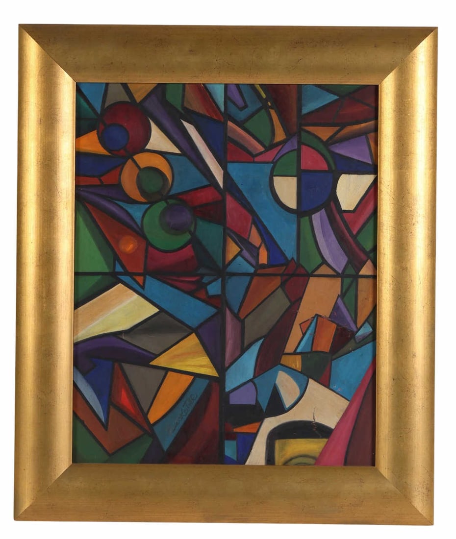 Abstract Geometric Avant Guard Oil Painting SIGNED (1 of 8)