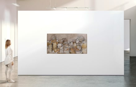 Gino Hollander 1924-2015 Abstract Village Painting