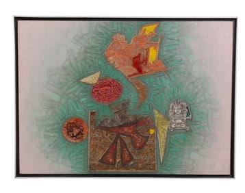 Shanti Dave b.1931 Modern Abstract Mayan Painting