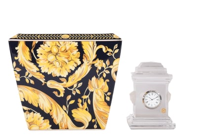 Rosenthal Versace Porcelain Vase and Crystal Clock