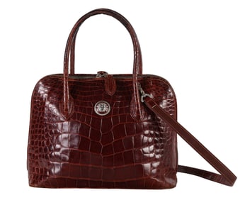 Versace Italian Brown Exotic Leather Handbag Purse