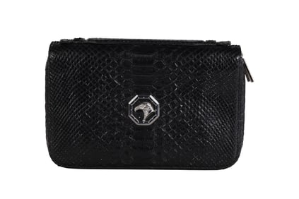 Steffano Ricci Black Snake Skin Zip Travel Pouch