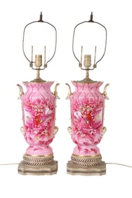 Pair of French Old Paris Porcelain Table Lamps
