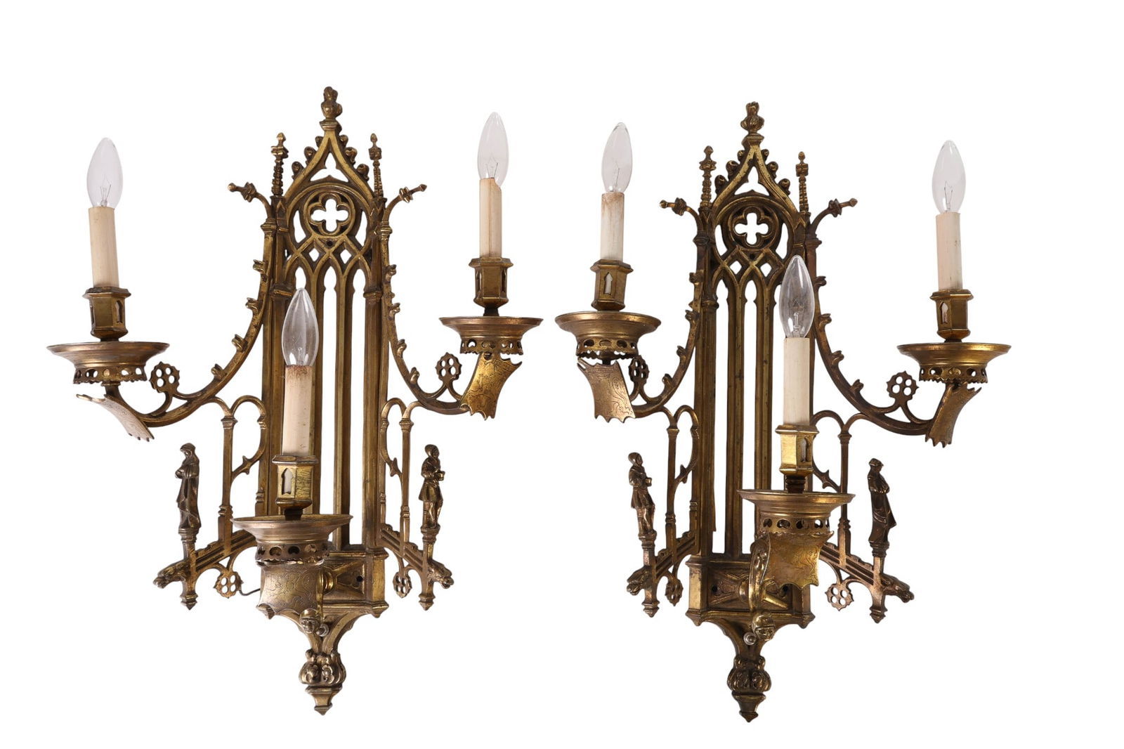Pair of Victorian Gothic Revival Bronze Sconces (1 of 9)