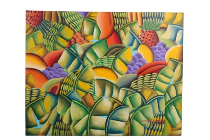 Louis Rosemont Haitian Folk Fruit Foliage Painting