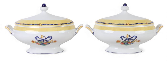 Bernardaud Limoges Borghese Covered Tureens PAIR
