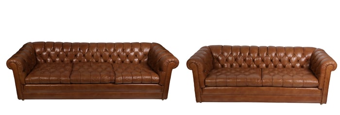 Two Vintage Chesterfield Tufted Leather Sofas SET