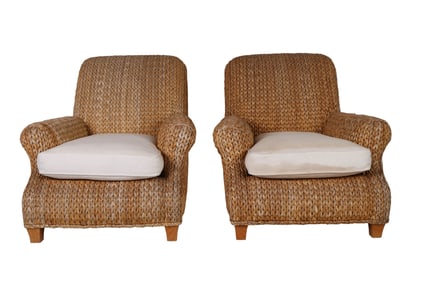 Ralph Lauren PR. Woven Seagrass Hurley Club Chairs