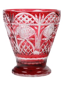 Bohemian Style Red Cut To Clear Tall Crystal Vase