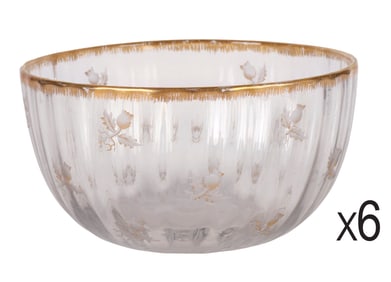 Daum Nancy Thistle Gilt Crystal Bowls 6 PIECE SET
