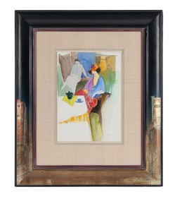 Itzchak Isaac Tarkay 1935-2012 Watercolor Painting