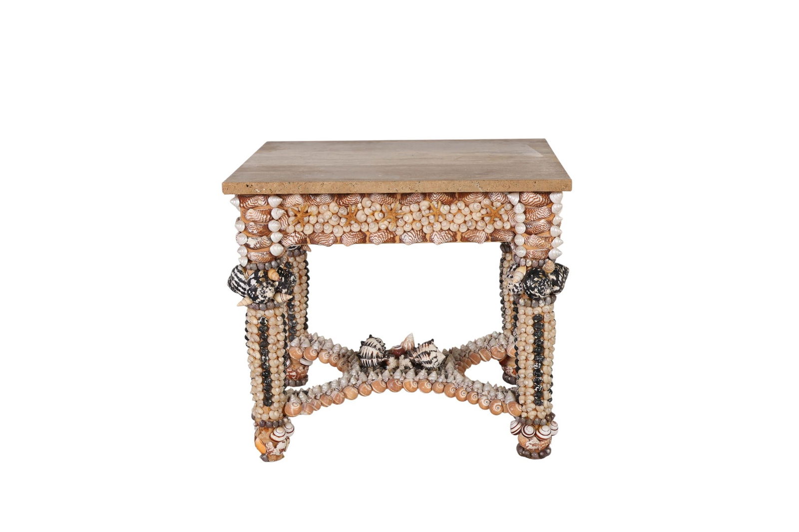 Grotto Style Seashell Encrusted Side End Table (1 of 8)