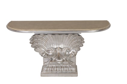 Palm Beach Gilt Silver Style Shell Console Table