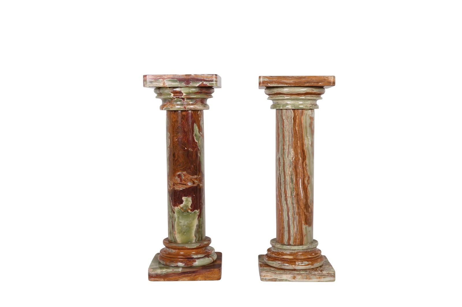 Pair of Regency Green Onyx Stone Column Pedestals (1 of 9)