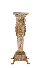 French Louis XVI Style Marble and Ormolu Pedestal