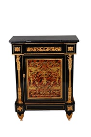 Boulle Style Wood with Ormolu & Marble Top Cabinet