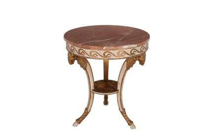 Florentine Giltwood Rouge Marble Top Side Table