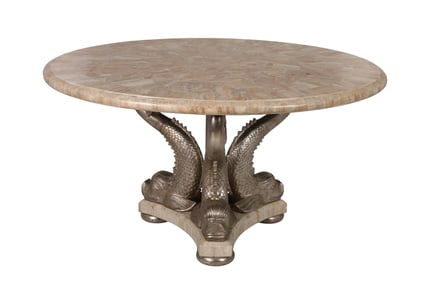 Maitland Smith Italian Style Wood Marble Top Table