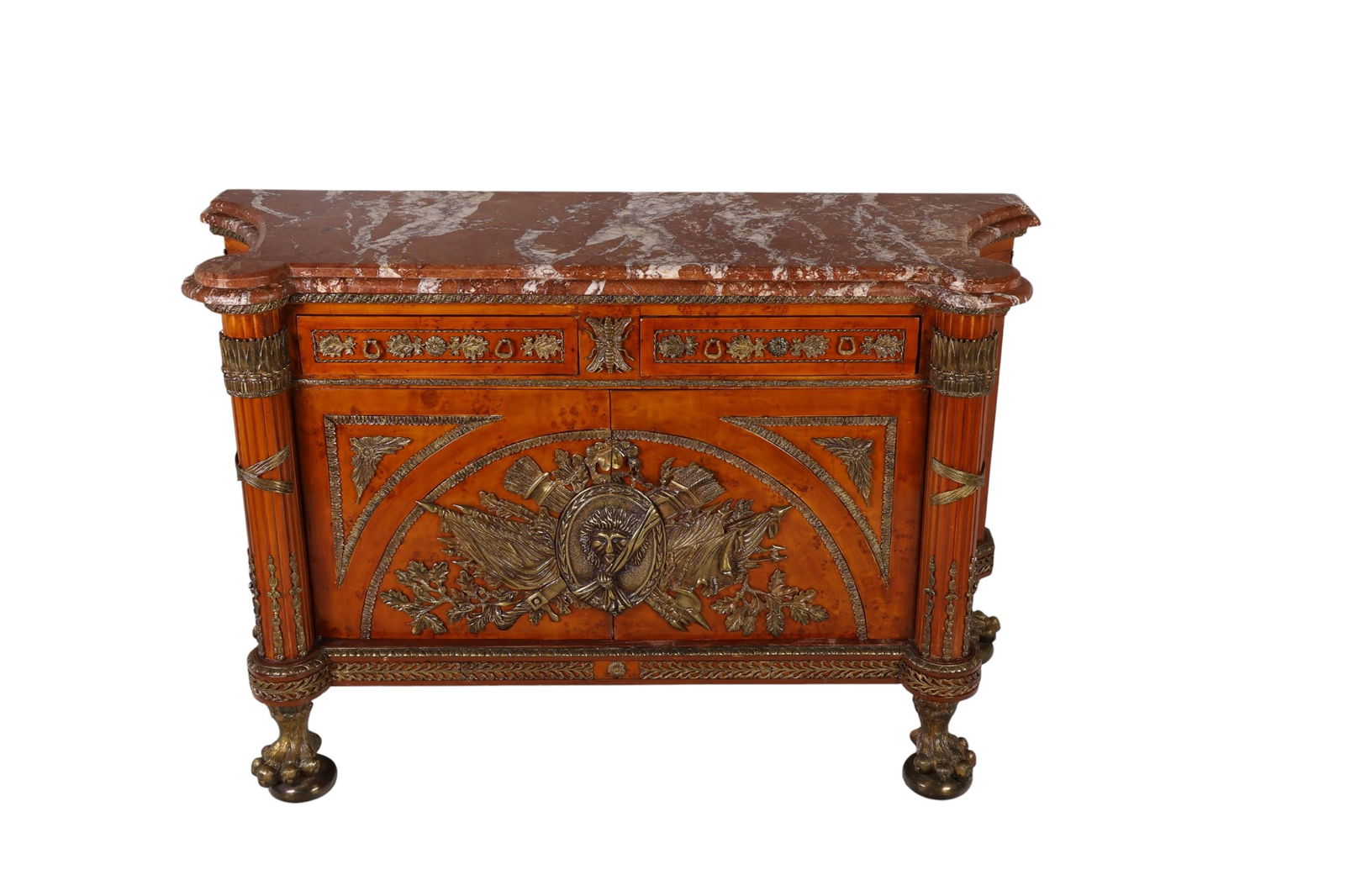 Louis XVI Style Marble Top Commode a Vantaux Chest (1 of 12)