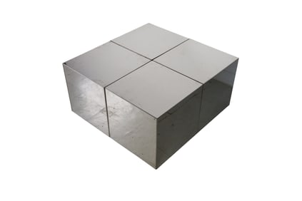 Four Modern Mirrored Chrome Cube Coffee Table Base