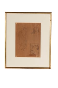 Continental School Figural Pencil Drawing SIGNED