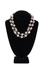 Mexican Modernist Sterling Silver Bead Necklace