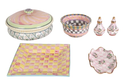 Mackenzie Childs Painted Terracotta Ware 6pc LOT