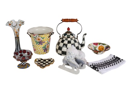 Mackenzie Childs Enamel Ceramic & Glassware 8p LOT