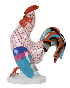 Herend Hungarian Porcelain Fishnet Rooster Figure