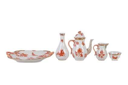 Herend Chinese Bouquet Tray Coffee Pot & Vase LOT