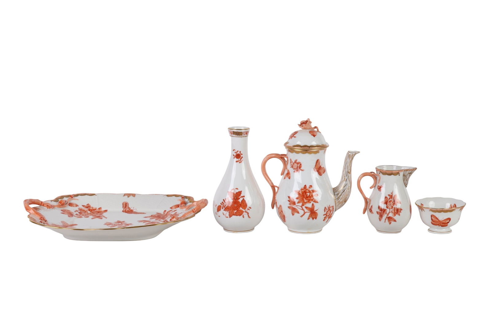 Herend Chinese Bouquet Tray Coffee Pot & Vase LOT (1 of 7)