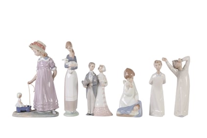 Lladro Porcelain Curio Cabinet Figurines 6pc LOT