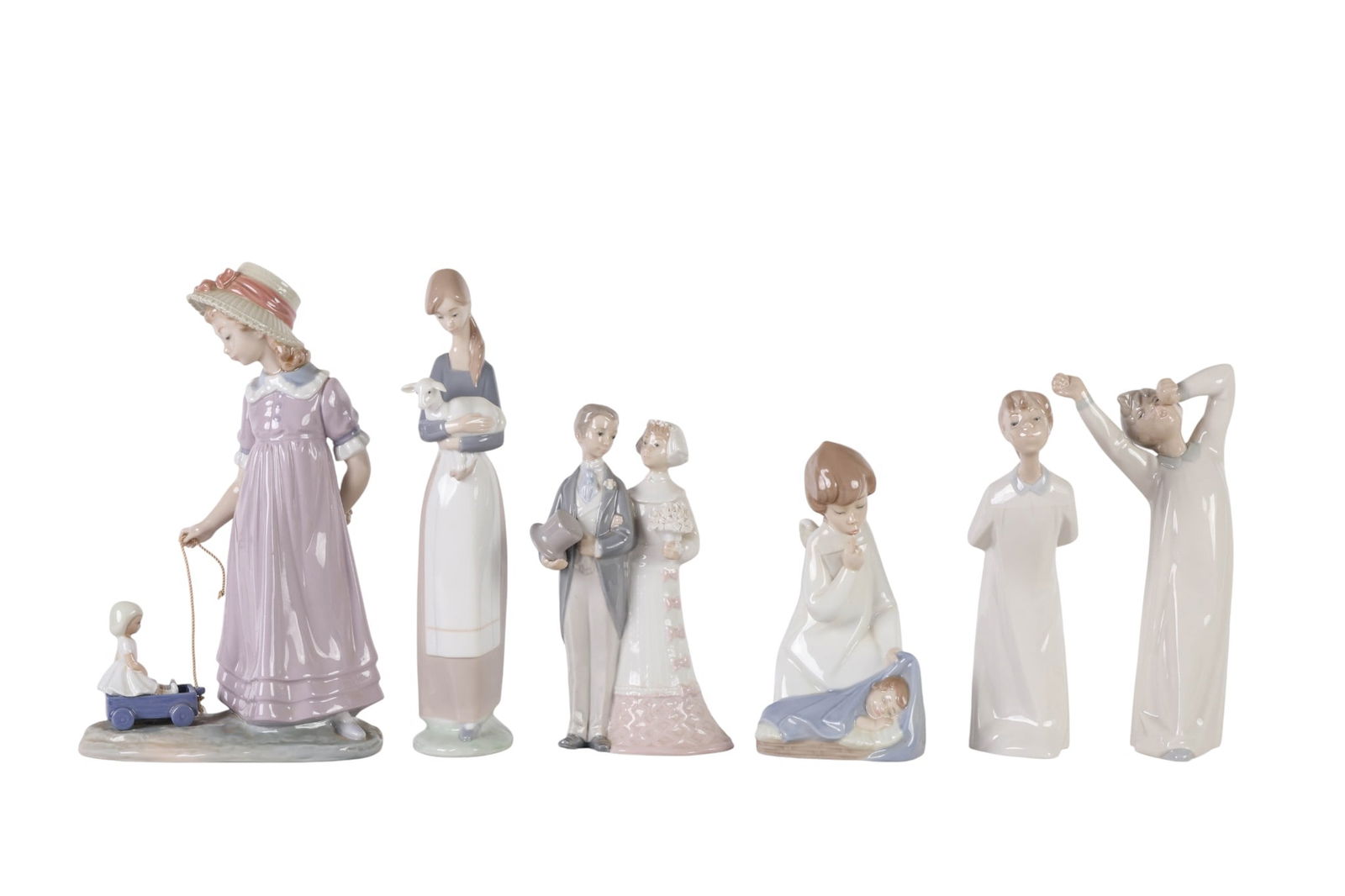 Lladro Porcelain Curio Cabinet Figurines 6pc LOT (1 of 8)