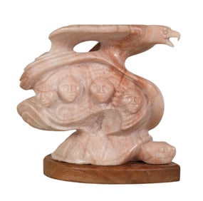 Alabaster Sacred Eagle Relatives Carved Sculpture
