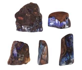 Turquoise Agate Carvings and Coral Branch 5pc LOT