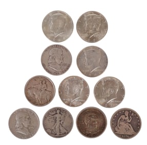 Silver Half Dollars 1876-1965 Coins 135g. 11pc LOT