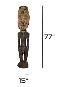 Papua New Guinea Carved Wood Tribal Sculpture 77"