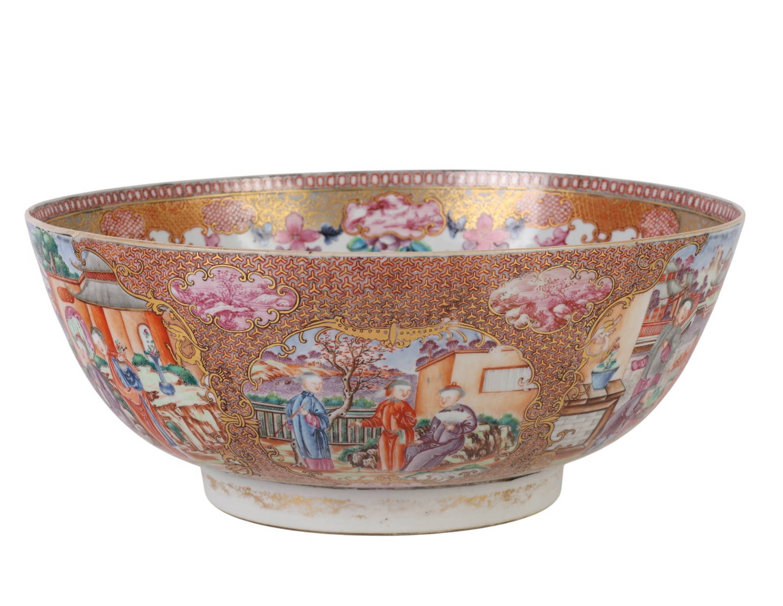 Chinese Porcelain Famille Rose Figural Punch Bowl