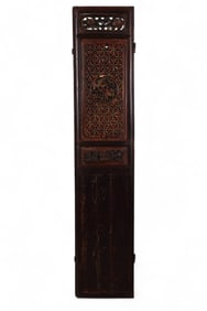 Chinese Carved Wood Opium Floral Figural Bed Panel