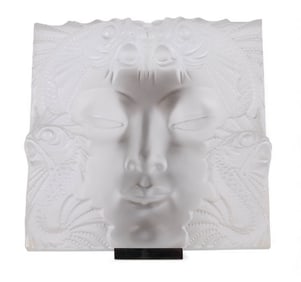 Lalique Masque de Femme Frosted Crystal Wall Panel