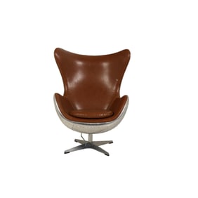 Aviator Leather Aluminum Jacobsen Style Egg Chair