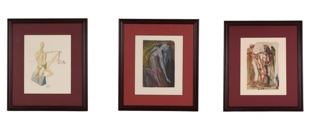 Salvador Dali 1904-1989 Color Lithographs 3pc LOT